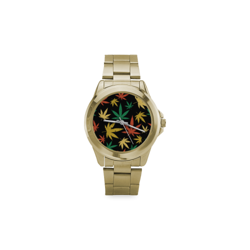 Cannabis Pattern Custom Gilt Watch(Model 101)