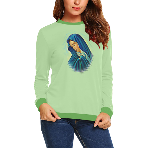 Mother Mary All Over Print Crewneck Sweatshirt for Women (Model H18)