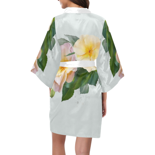 Wild Roses, floral watercolor Kimono Robe
