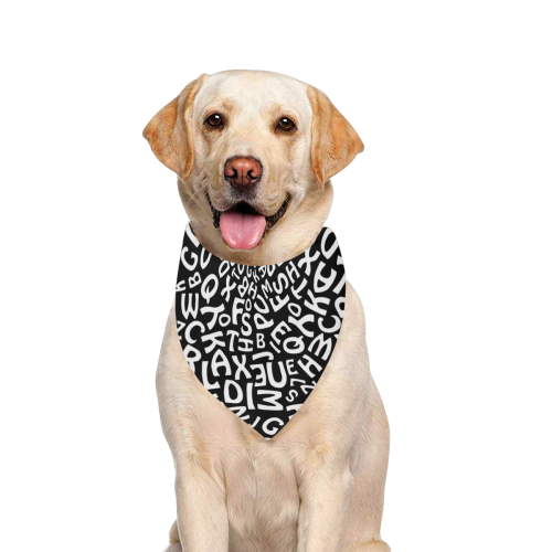 Alphabet Black and White Letters Pet Dog Bandana/Large Size