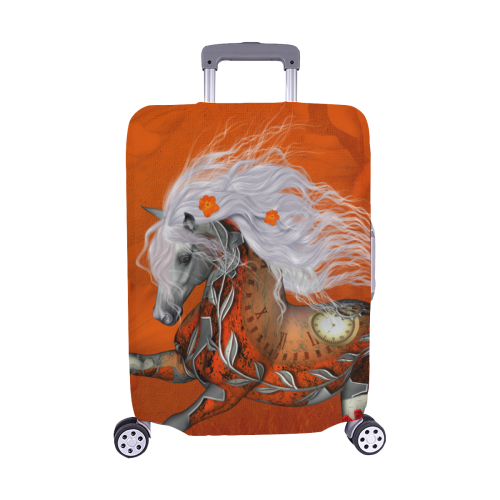 Wonderful steampunk horse, red white Luggage Cover/Medium 22"-25"