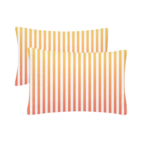 Yellow Orange Stripes on White Custom Pillow Case 20"x 30" (One Side) (Set of 2)