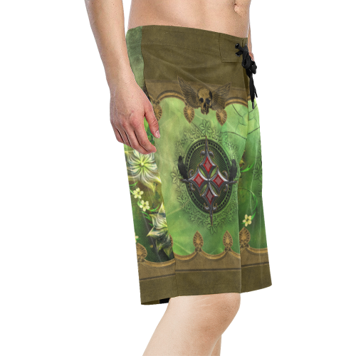 Wonderful gothic design with skull Men's All Over Print Board Shorts (Model L16)