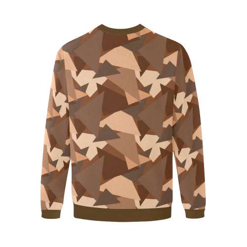 Brown Chocolate Caramel Camouflage Men's Oversized Fleece Crew Sweatshirt/Large Size(Model H18)