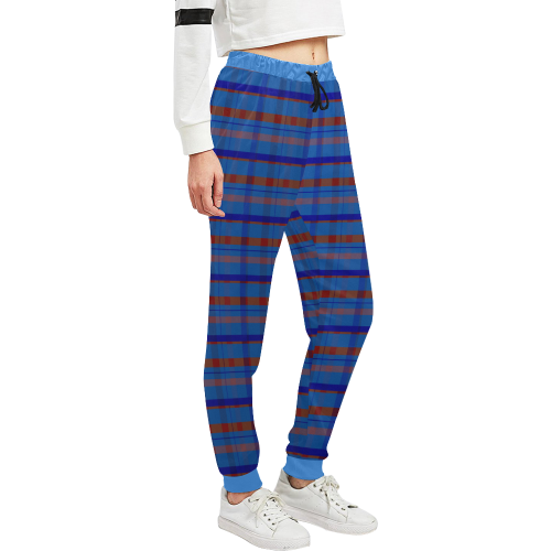 Royal Blue plaid style Unisex All Over Print Sweatpants (Model L11)