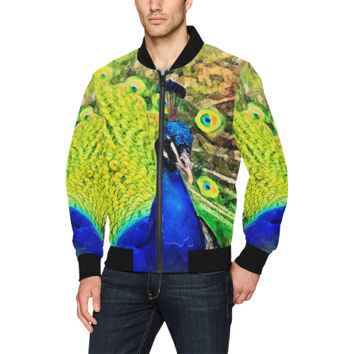 peacock All Over Print Bomber Jacket for Men (Model H31)