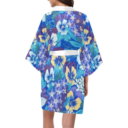 Vintage Floral Pansy Kimono Robe