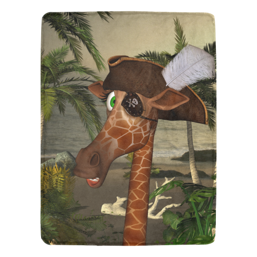 Funny giraffe as a pirate Ultra-Soft Micro Fleece Blanket 60"x80"