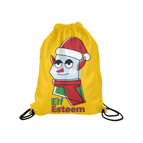 Elf Esteem CHRISTMAS YELLOW Medium Drawstring Bag Model 1604 (Twin Sides) 13.8"(W) * 18.1"(H)