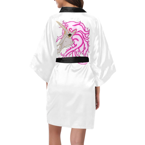 Unicorn Skull White/Black Kimono Robe