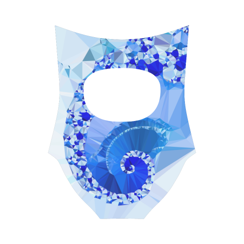 Blue White Geometric Fractal Art Strap Swimsuit ( Model S05)