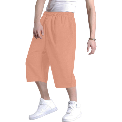 color dark salmon Men's All Over Print Baggy Shorts (Model L37)