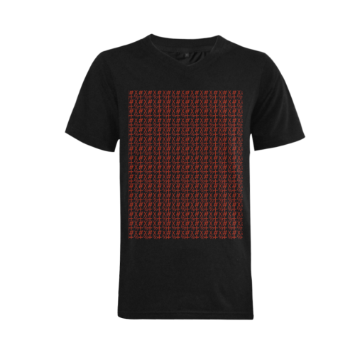 NUMBERS Collection Symbols Red/Black Men's V-Neck T-shirt (USA Size) (Model T10)