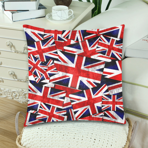 Union Jack British UK Flag Custom Zippered Pillow Cases 18"x 18" (Twin Sides) (Set of 2)