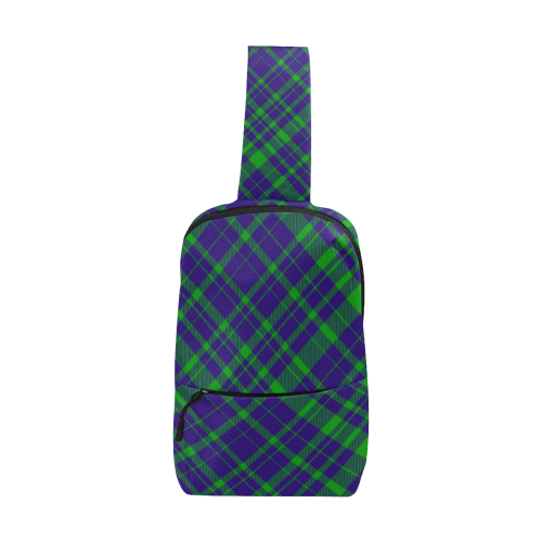 Diagonal Green & Purple Plaid Modern Style Chest Bag (Model 1678)