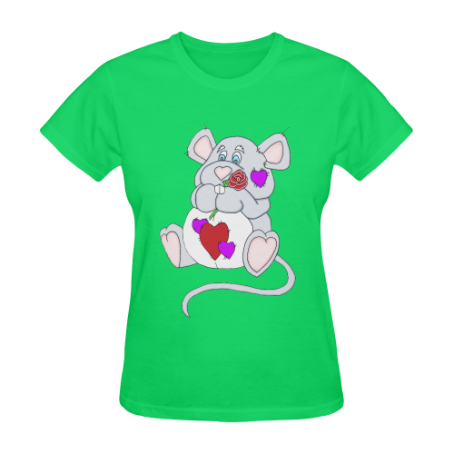Valentine Mouse Green Sunny Women's T-shirt (Model T05)