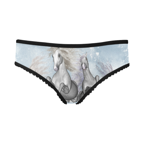 Awesome white wild horses Women's All Over Print Girl Briefs (Model L14)