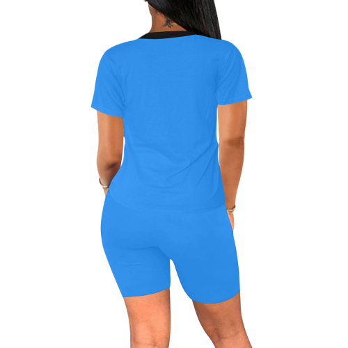 color dodger blue Women's Short Yoga Set