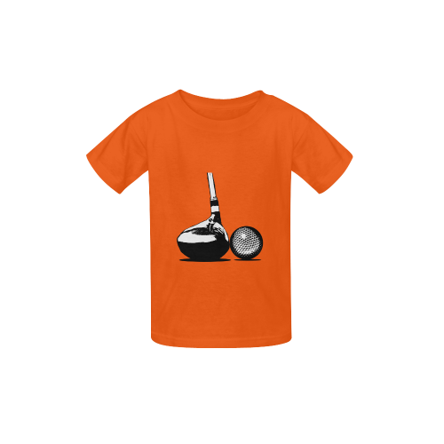 Sports Golf Ball and Club Orange Kid's  Classic T-shirt (Model T22)