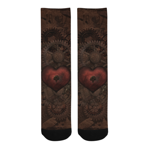 Awesome Steampunk Heart In Vintage Look Men's Custom Socks