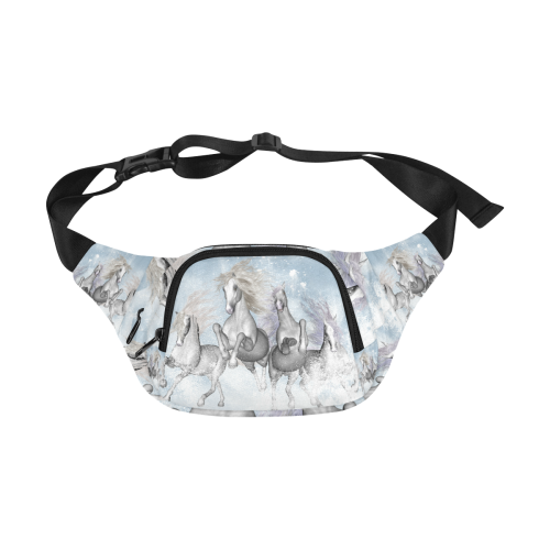 Awesome white wild horses Fanny Pack/Small (Model 1677)