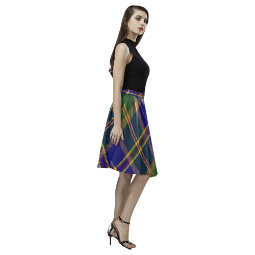 Hawaii State Tartan Melete Pleated Midi Skirt (Model D15)