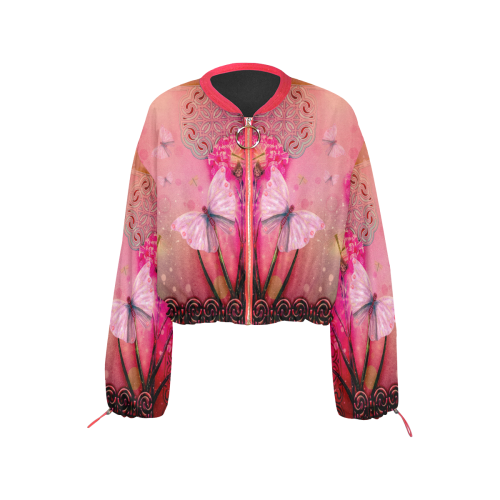 Wonderful butterflies Cropped Chiffon Jacket for Women (Model H30)