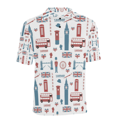 I love London Men's All Over Print Polo Shirt (Model T55)