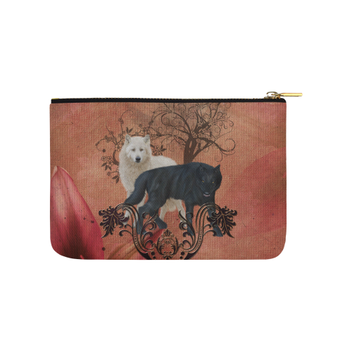 Awesome black and white wolf Carry-All Pouch 9.5''x6''