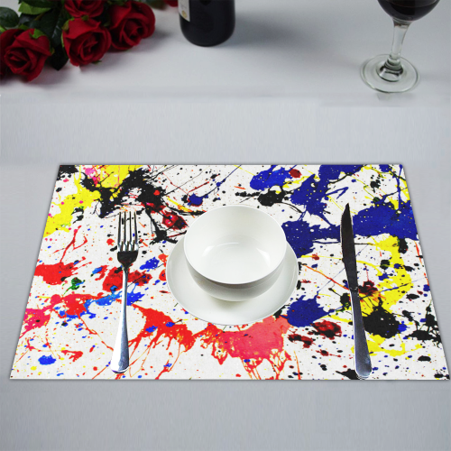 Blue & Red Paint Splatter Placemat 14’’ x 19’’ (Two Pieces)