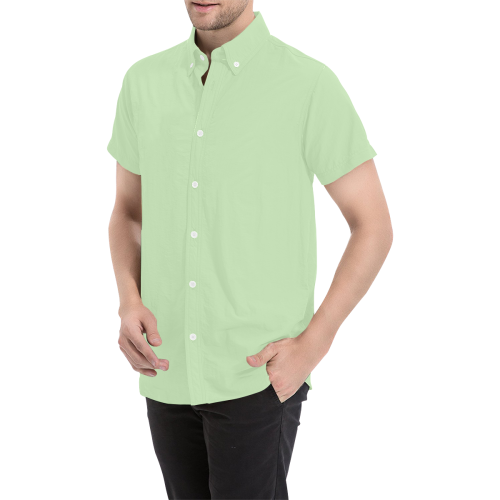 color tea green Men's All Over Print Short Sleeve Shirt (Model T53)