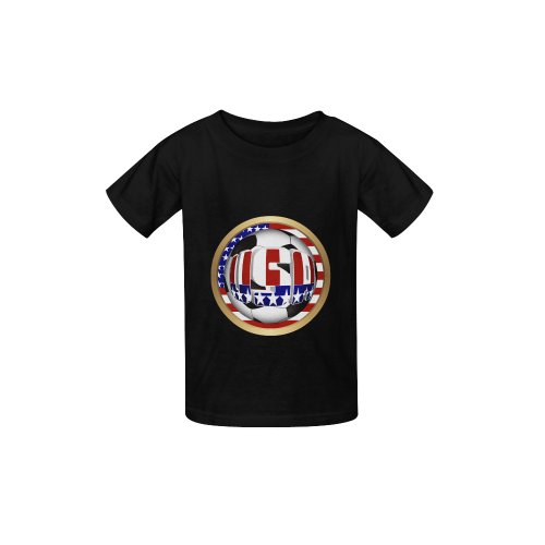 Sports Patriotic USA Soccer Ball Black Kid's  Classic T-shirt (Model T22)