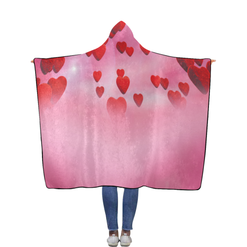 lovely romantic sky heart pattern for valentines day, mothers day, birthday, marriage Flannel Hooded Blanket 56''x80''