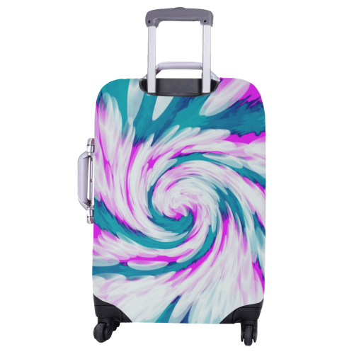 Turquoise Pink Tie Dye Swirl Abstract Luggage Cover/Large 26"-28"