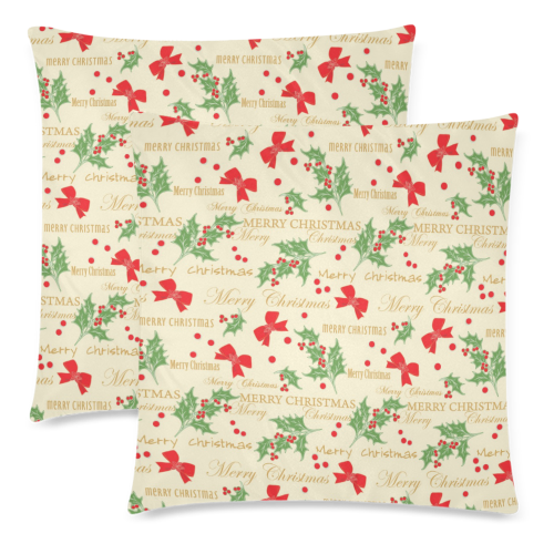 Bows Mistletoe Christmas Custom Zippered Pillow Cases 18"x 18" (Twin Sides) (Set of 2)