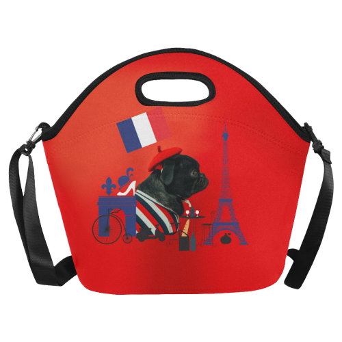 Proud Pug from Paris Neoprene Lunch Bag/Large (Model 1669)