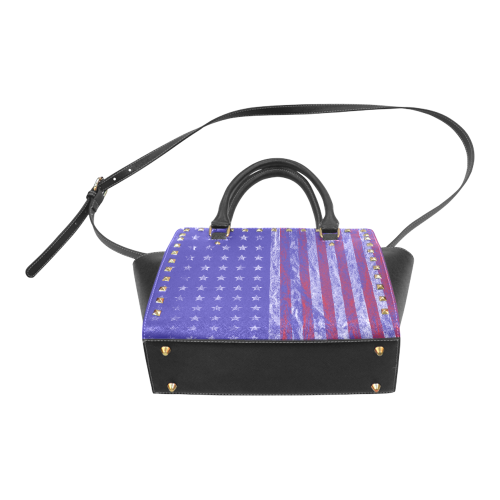 Vintage Retro America American USA Flag stars & stripes Rivet Shoulder Handbag (Model 1645)
