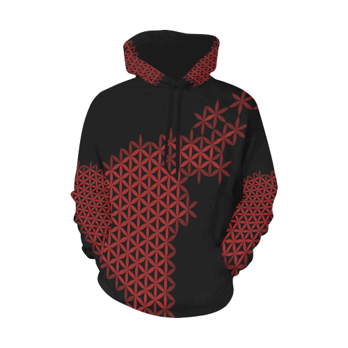 Flower of Life Pattern (red flame) All Over Print Hoodie for Men/Large Size (USA Size) (Model H13)
