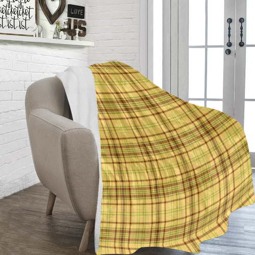 Yellow Brown Plaid Ultra-Soft Micro Fleece Blanket 70''x80''