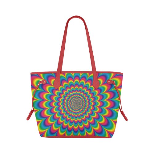 Crazy Psychedelic Flower Power Hippie Mandala Clover Canvas Tote Bag (Model 1661)