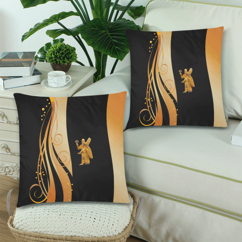 Gold Anunnaki Custom Zippered Pillow Cases 18"x 18" (Twin Sides) (Set of 2)