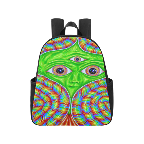 Portrait of an Alien Looking at Sound Multi-Pocket Fabric Backpack (Model 1684)