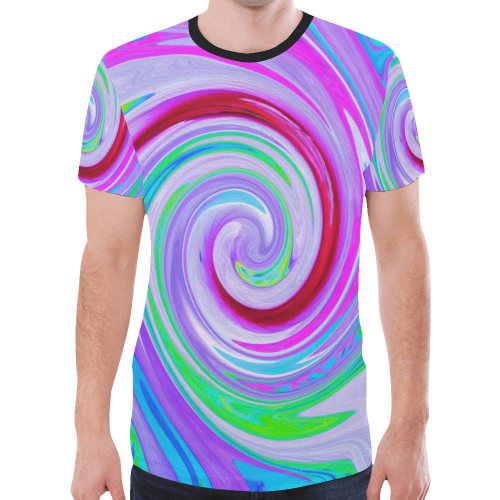 Groovy Abstract Red Swirl on Purple and Pink New All Over Print T-shirt for Men/Large Size (Model T45)