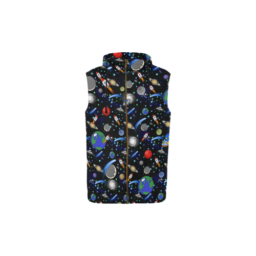 Galaxy Universe - Planets, Stars, Comets, Rockets All Over Print Sleeveless Zip Up Hoodie for Kid (Model H16)