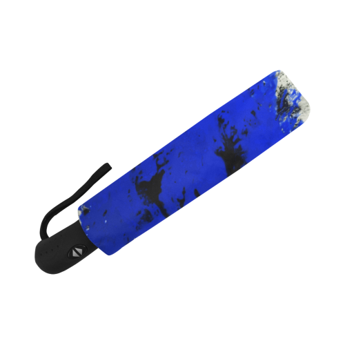 Luminous Gore (blue) - white black silver grey blue abstract splash Anti-UV Auto-Foldable Umbrella (Underside Printing) (U06)