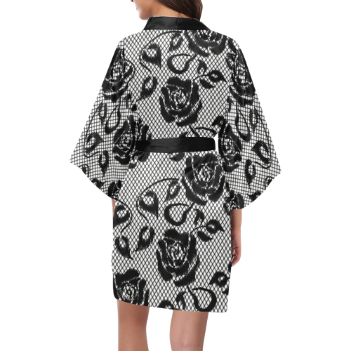Lace Black and White Kimono Robe
