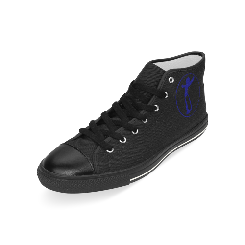 DW blk blue love Men’s Classic High Top Canvas Shoes (Model 017)