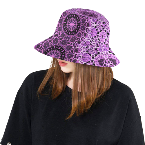 Pink and Black Mandala All Over Print Bucket Hat