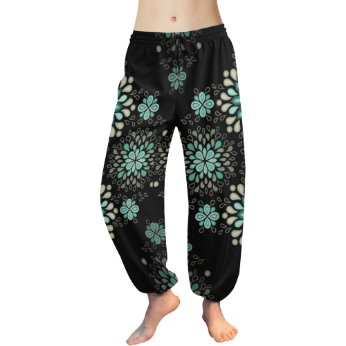 Green on black, seamless pattern with atmosphere Women's All Over Print Harem Pants (Model L18)