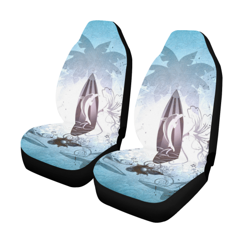 Surfing, surfboard and sharks Car Seat Covers (Set of 2)